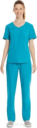 ScrubStar Womens Scrub Top Sweetheart V-Neck Nursing Uniform 3 Pockets