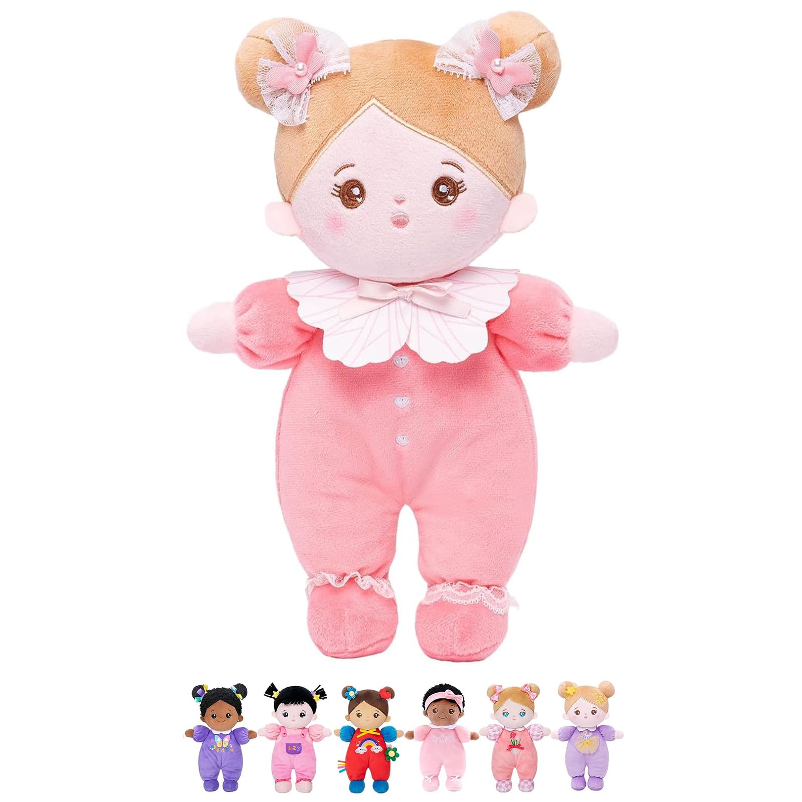 OUOZZZ Soft Baby Doll 10" Pink Bow | Ideal First Birthday Toy for 1 Year Old Girl - main product image