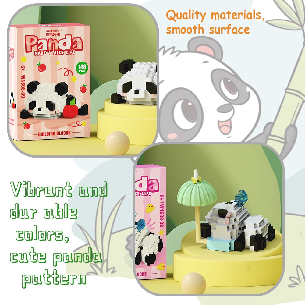 Panda Building Blocks Anime Model Micro Blocks 3D Puzzle Micro Brick Figures Toys Plastic Model Kits Micro Building Block Puzzle Children DIY Block 2PCS(A) - Image 3