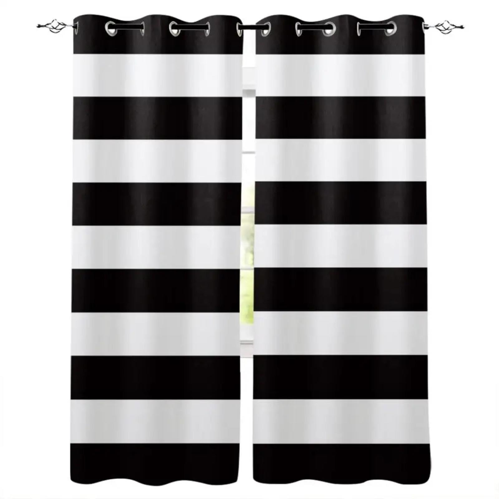 Rideau occultant salon et grande chambre rideaux rayures noires blanches 144x259 cm
