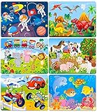 Puzzles for Kids Ages 4-8 Year Old 60 Piece Colorful Wooden Puzzles for Toddler Children Learning Educational Puzzles Toys for Boys and Girls (6 Puzzles)