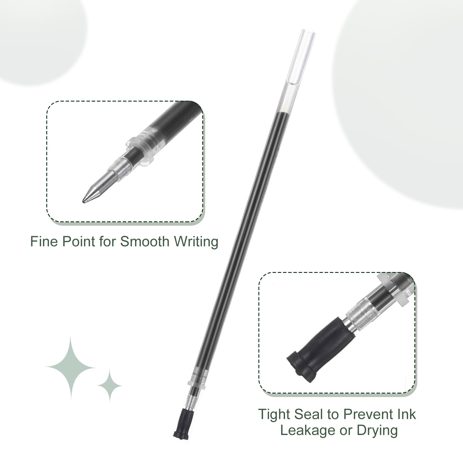 M&G Gel Pen Refills 0.38mm Fine Point, 20 Pack Black Ink, Office Study Classroom Supplies, 4.3" - Image 3