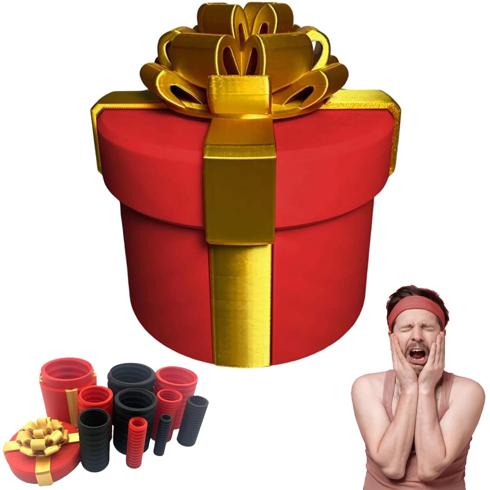 Annoying Gift Box | Prank Box with Nested Screws, The Annoying Present Box - Reusable & Hard to Open Novelty Gift, Fun Christmas & Birthday Gag for Adults, Fun Party Game Challenge (Red & Gold)