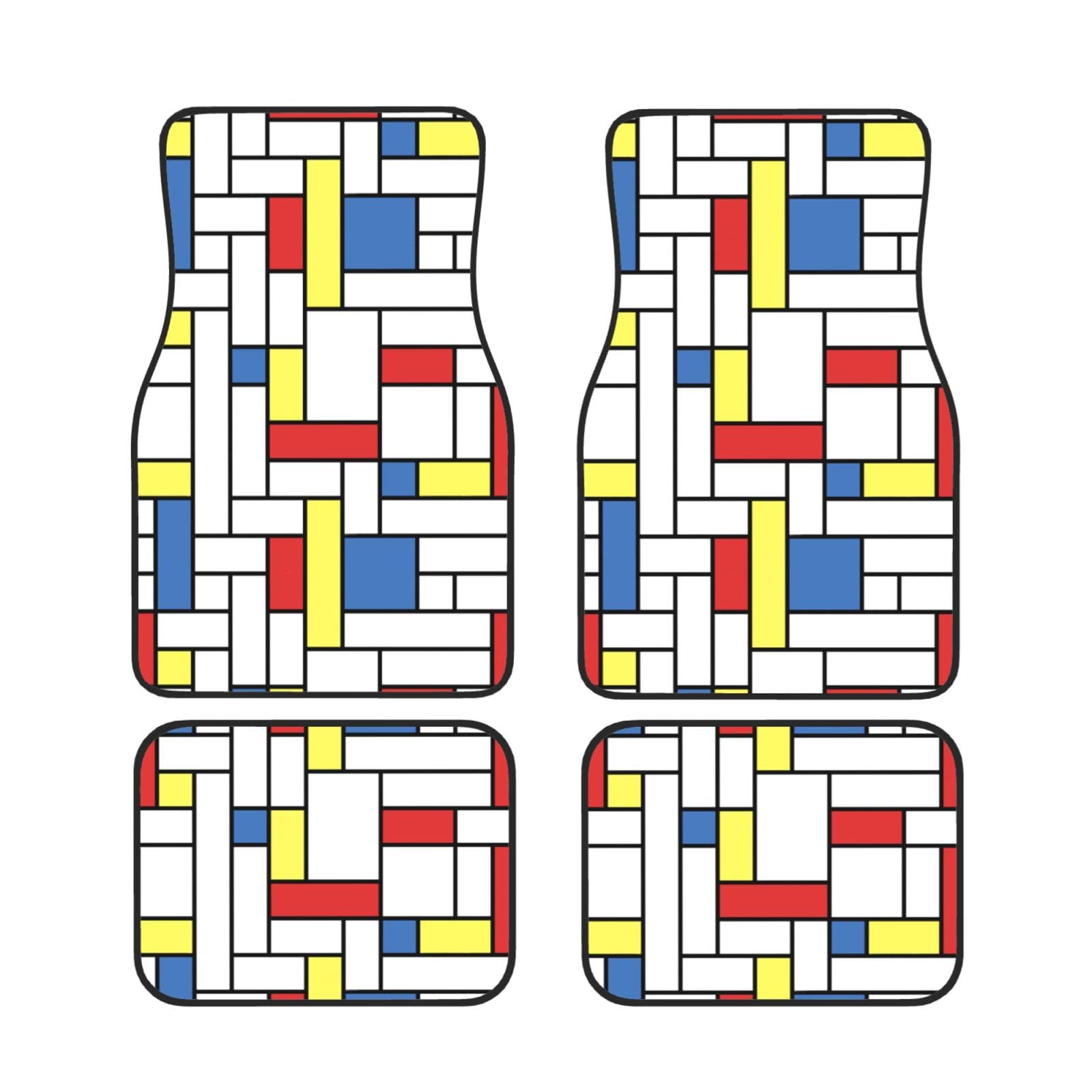 Mondrian-Blöcke, 4er-Set Auto-Fußmatten, Neopren-Fußmatten für Fahrzeuge, rutschfeste Auto-Fußmatten, Autozubehör