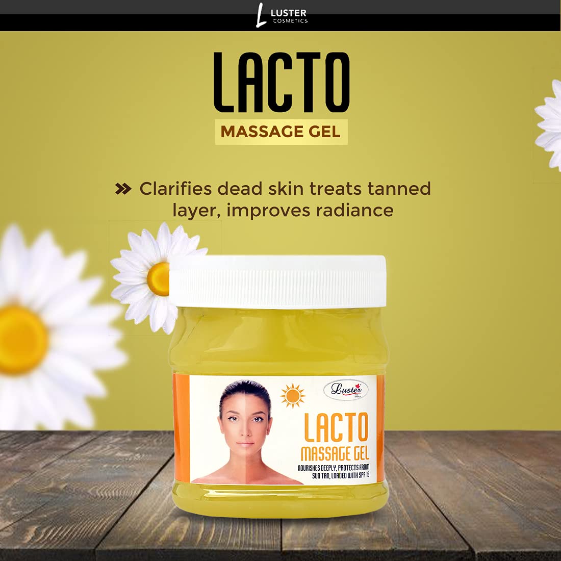 Luster Lacto Massage Gel | Made With Natural Extracts | Helps Deeply Nourishes & Remove Sun Tan | Massage Gel For Full Body | Women & Men’s Skin Gel | Paraben & Sulfate Free - 500 ml