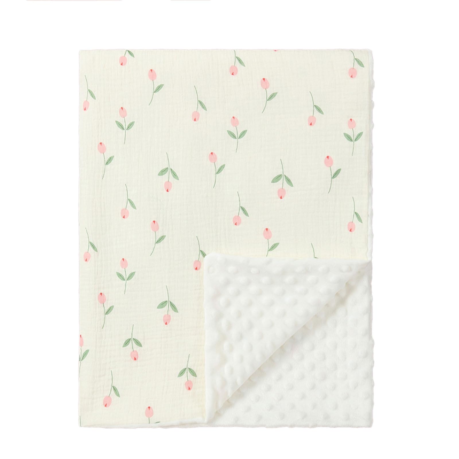 Tsophreniq Essential Baby Blanket Cotton Wrap with Dotted Backing Essential Parenting Must-Have Soft Baby for Comfort Newborn