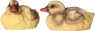 Floating duck figurine made of resin, set of 2, 11.5 x 7 x 6 cm, black yellow, lifelike floating duckling miniature statue ornament, garden pool pond fountain, lawn decoration, water fun