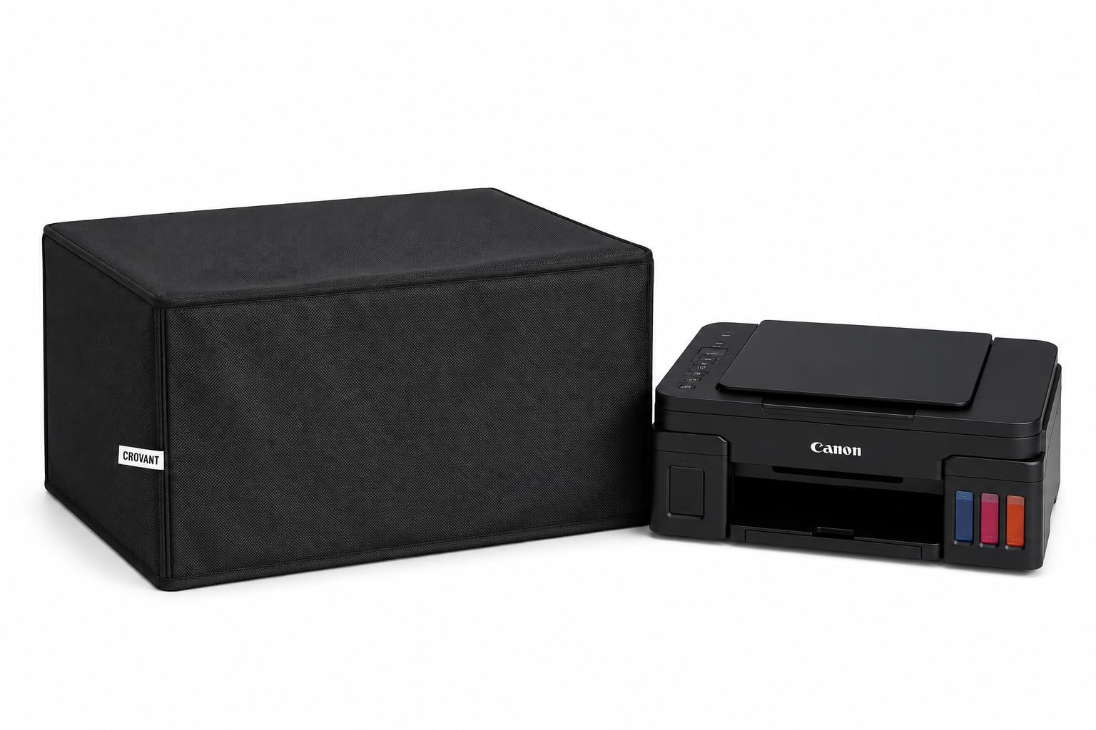 Premium PVC Coated Fabric Printer Cover for Canon PIXMA G2010, G2012, G3010 & G3012 | Waterproof, Dustproof, Washable & Scratch Resistant | Open Bottom Design | Size: 43 × 34 × 16 cm (Black)-picture-28