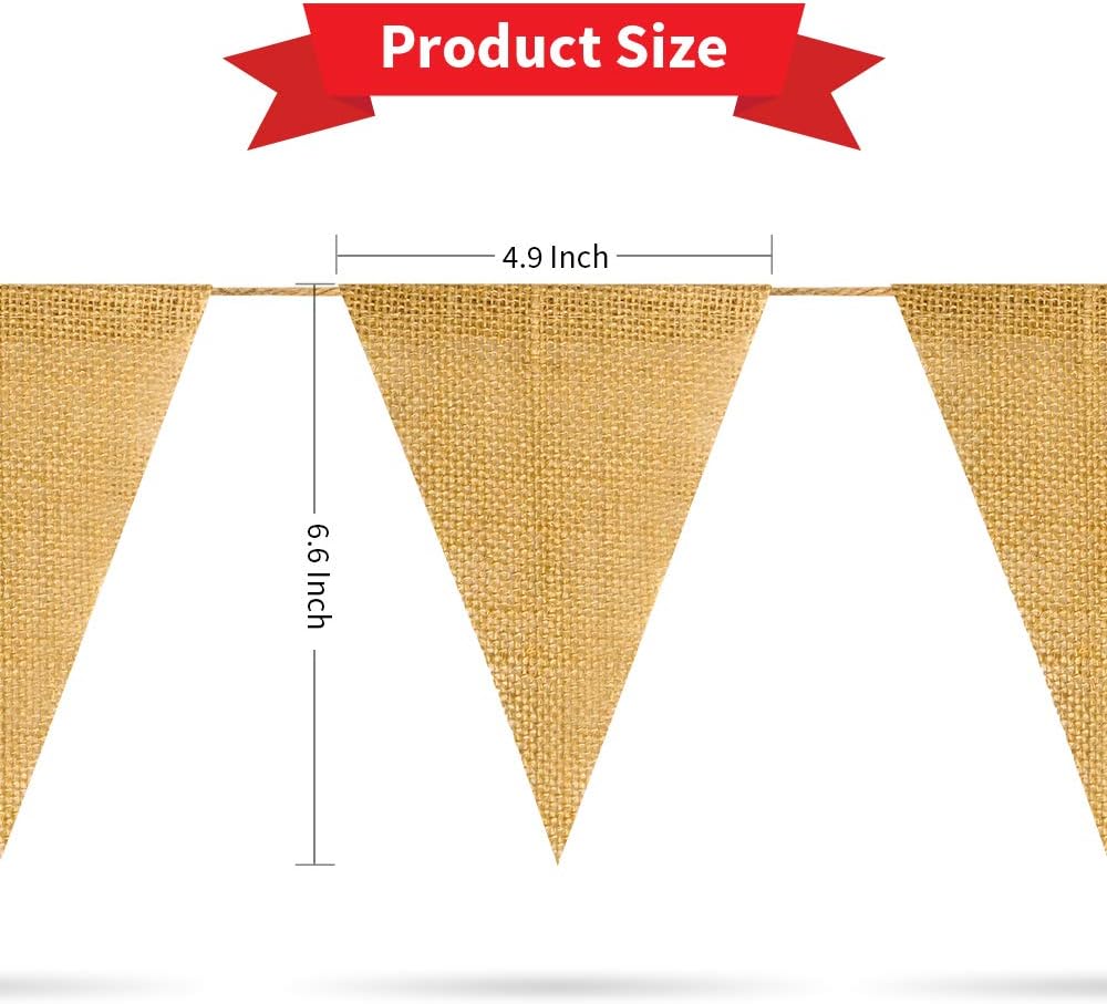 LEOBRO 48 Pcs Burlap Banner, 36Ft Triangle Flag, DIY Decoration for Holidays, Wedding, Camping, Party, New Year Decorations, Merry Christmas Banner, Indoor Christmas Decoration