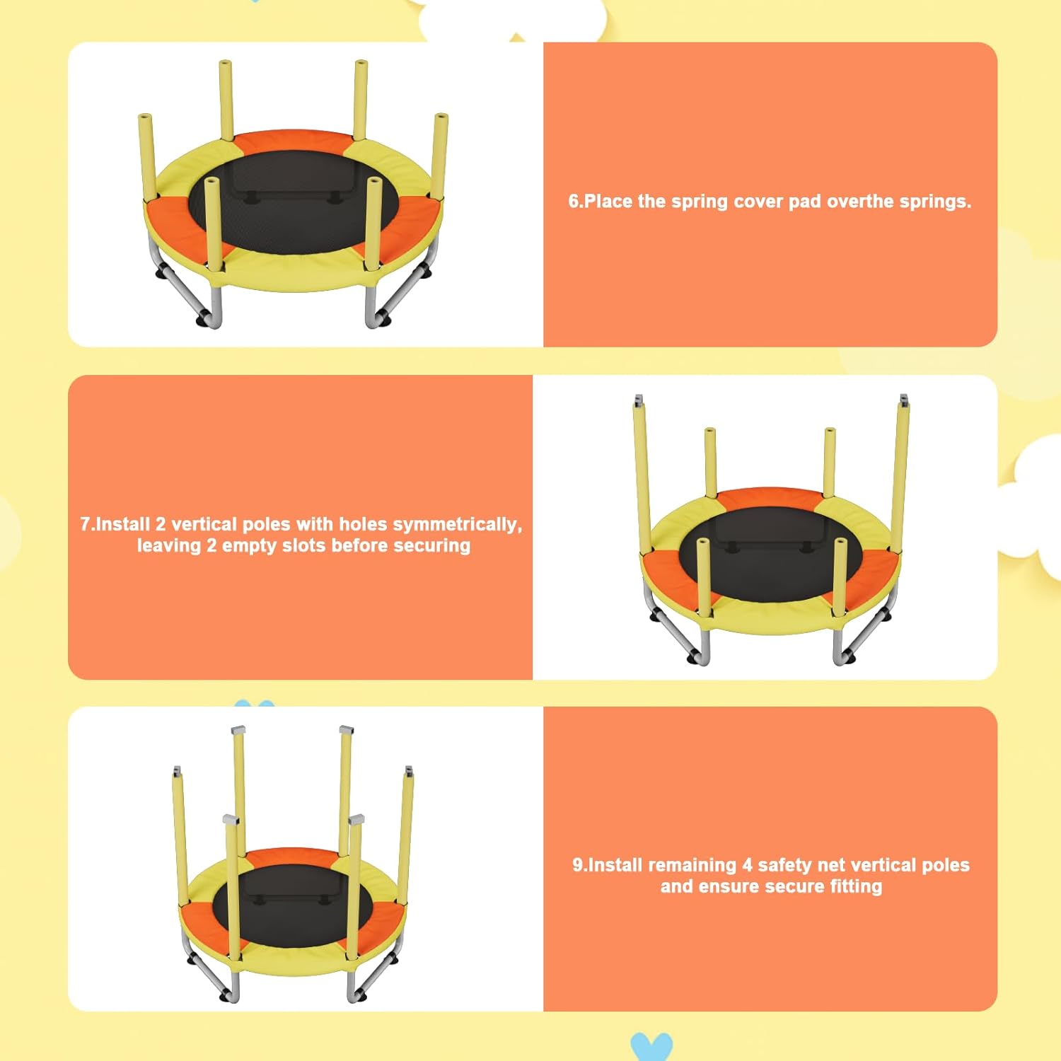 HomeCare 55" Trampoline for Kids, 440lbs Capacity ASTM-Approved Mini Toddler Trampoline with Safety Enclosure Net,4 in 1 Adjustable Gymnastics Bar & Toys, Indoor & Outdoor, Gifts for Boys & Girls Age