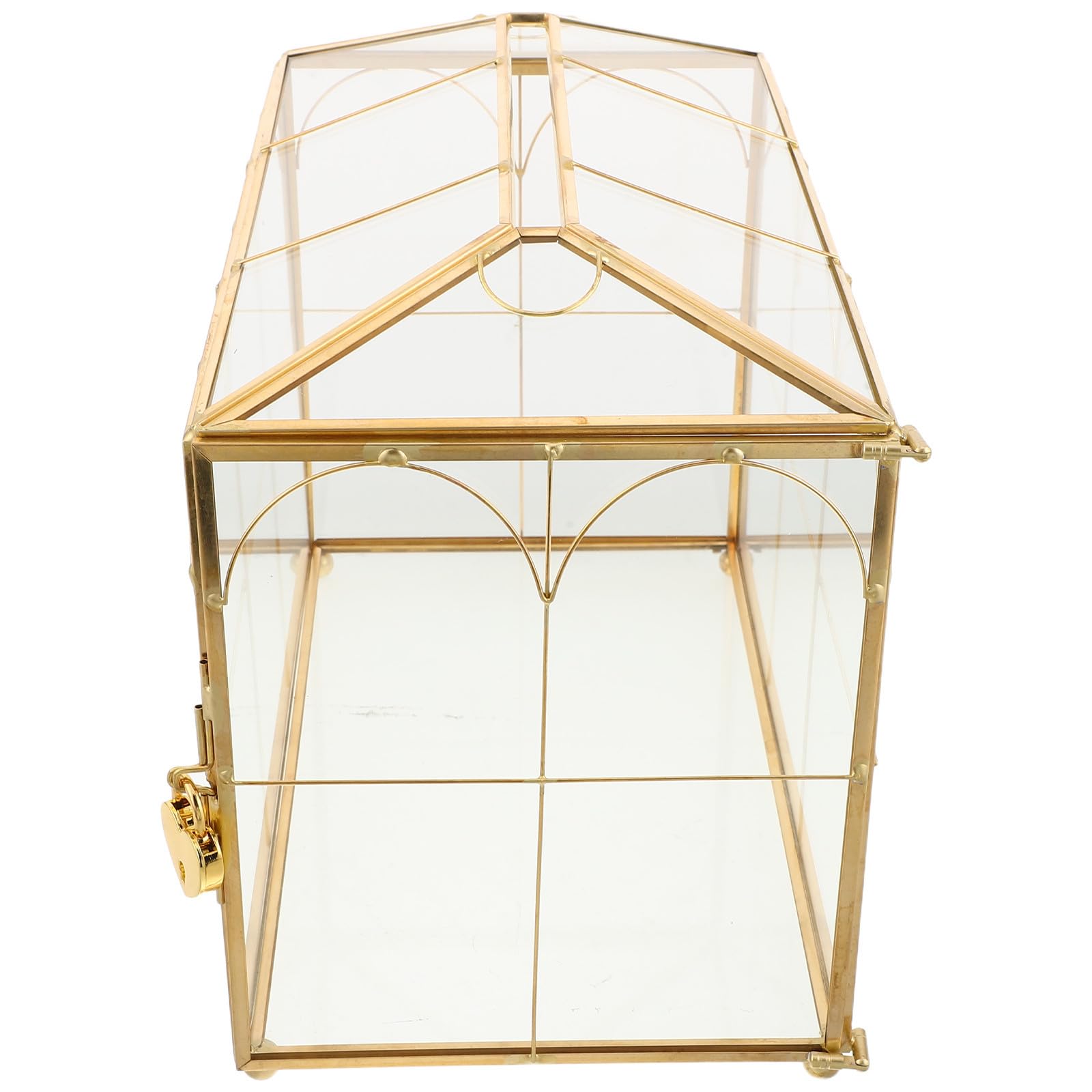 Yardwe Elegante Hochzeitskartenbox aus Glas mit Schloss und Unabhängigem Kartenschlitz Minimalistische Goldene Aufbewahrungsbox für Organisierte Kartenlagerung bei Hochzeiten