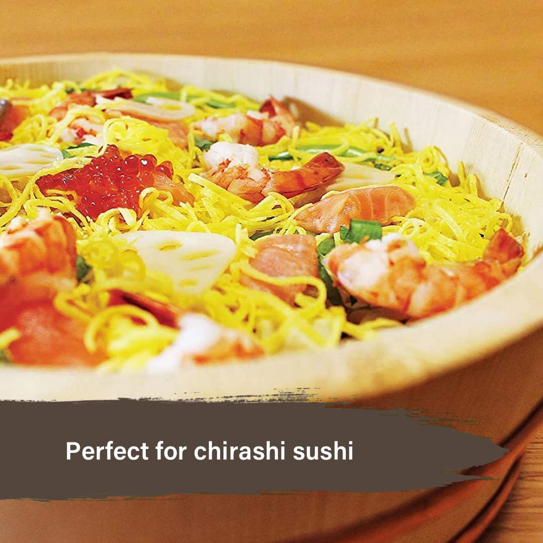 TIKUSAN Wooden Hangiri Sushi Rice Mixing Tub PP Band Made in Japan Made of Momi Fir Sushi Rice Bowl Sushi Oke (30cm) - Image 3