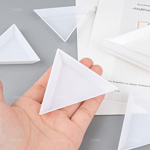 Miniatura 6 de AUEAR, Paquete de 120 bandejas de clasificación triangulares, placas de almacenamiento de cuentas, plástico para arte de uñas para manualidades