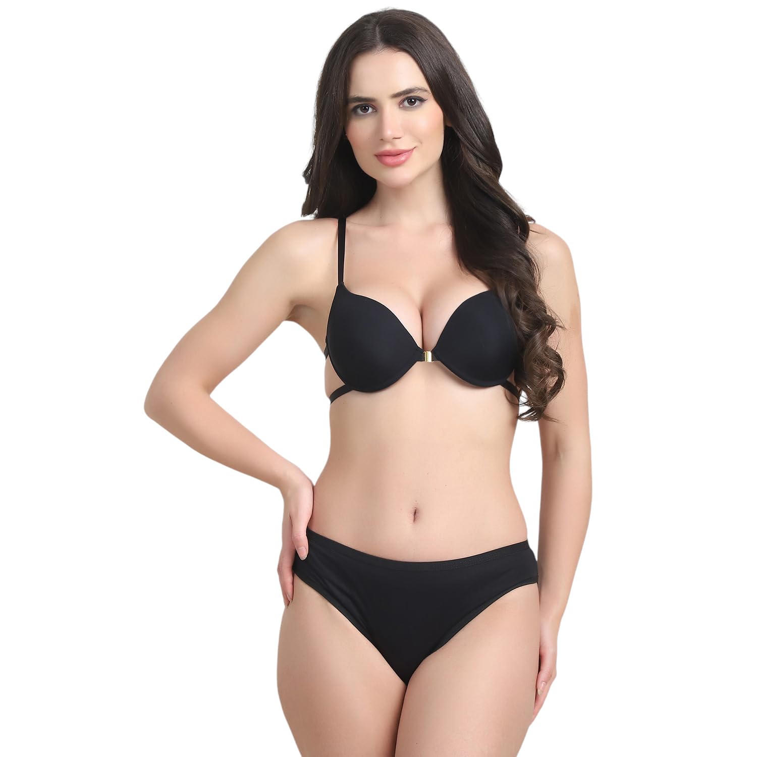 PrettyCat Pushup Padded Styled Back Front Open Sexy Bra Panty Set-image-4