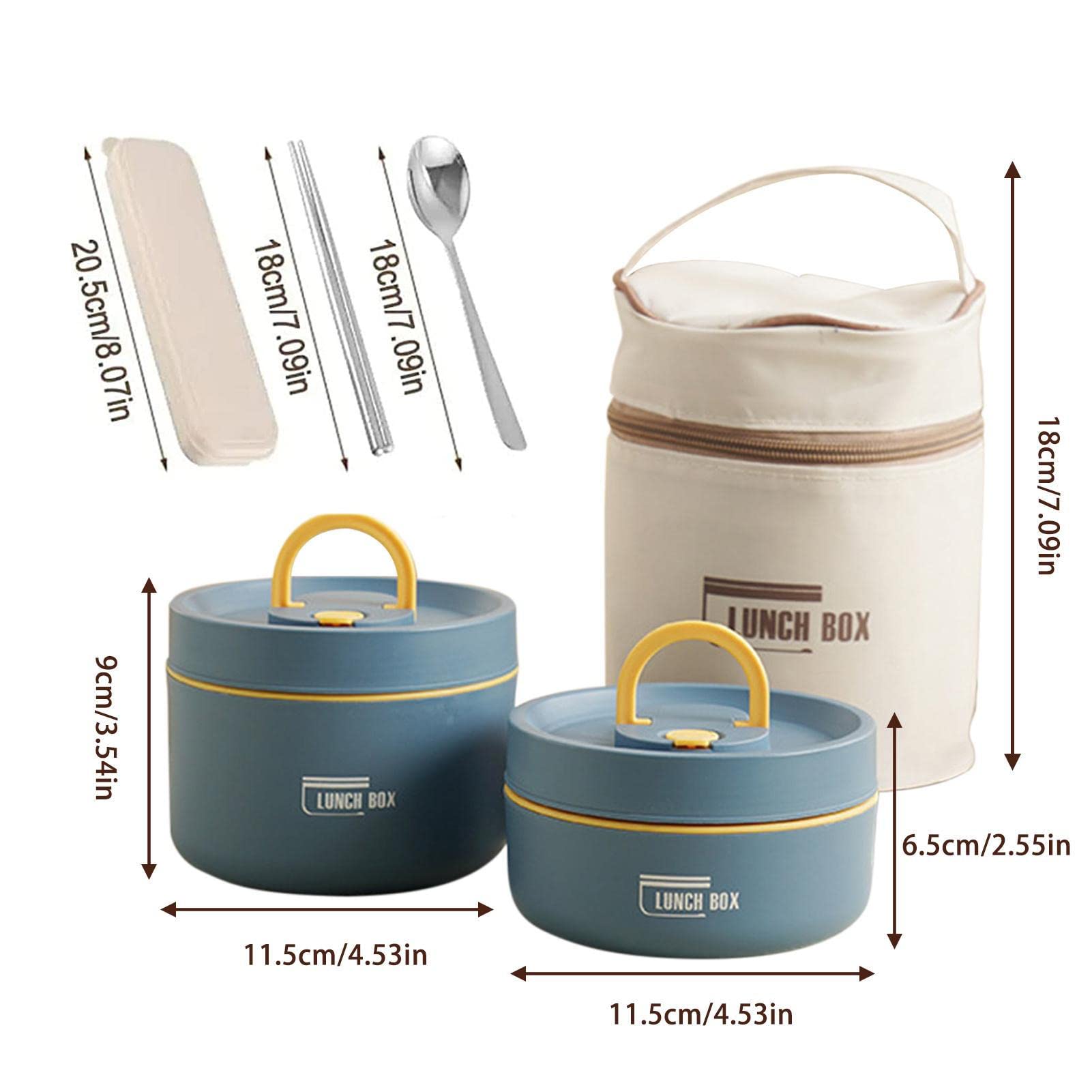 Recipiente Acero Inoxidable para Comida, Recipiente para Mantener el Calor, Recipiente para Alimentos, 2 Niveles, Recipiente Transporte térmico