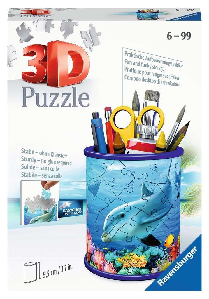 Ravensburger 3D Puzzle 11176 - Utensilo Unterwasserwelt - 54 Teile - Stiftehalter für Tierliebhaber ab 6 Jahren, Schreibtisch-Organizer für Kinder: Erlebe Puzzeln in der 3. Dimension