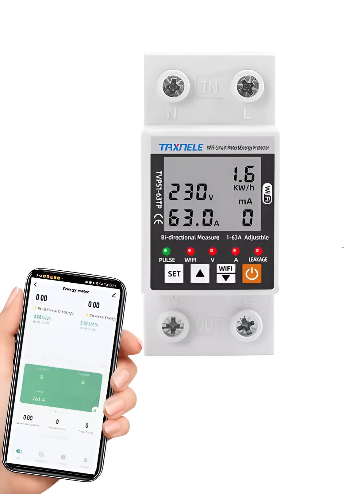 XPR3SS Taxnele 63A TUYA WiFi Bidirectional Meter Smart Earth Leakage Over Voltage Under Voltage Over Current Earth Leakage Surge Protector Relay Switch Energy Power kWh Smart Life-image-25