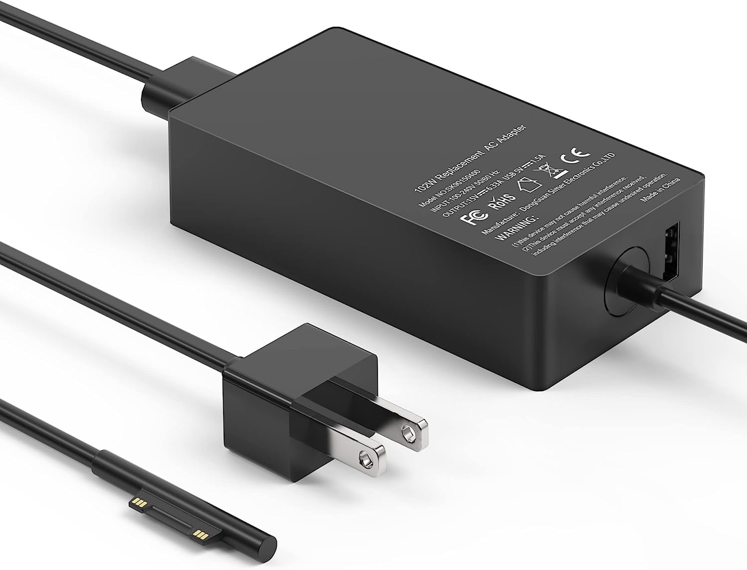 Surface Book 2 Charger 102W Compatible with Surface Book 2 1, Surface Laptop 3 2 1, Surface Pro X Pro 7 Pro 6 Pro 5 Pro 4 Pro 3 and Surface Go with Additional USB Port Laptop Power Cord Supply