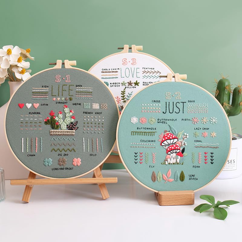 Image of Highkick Embroidery Kit for Beginner, Top 34 Stitches for Embroidery Adults Starter,with Step by Step Illustrations, Patterns