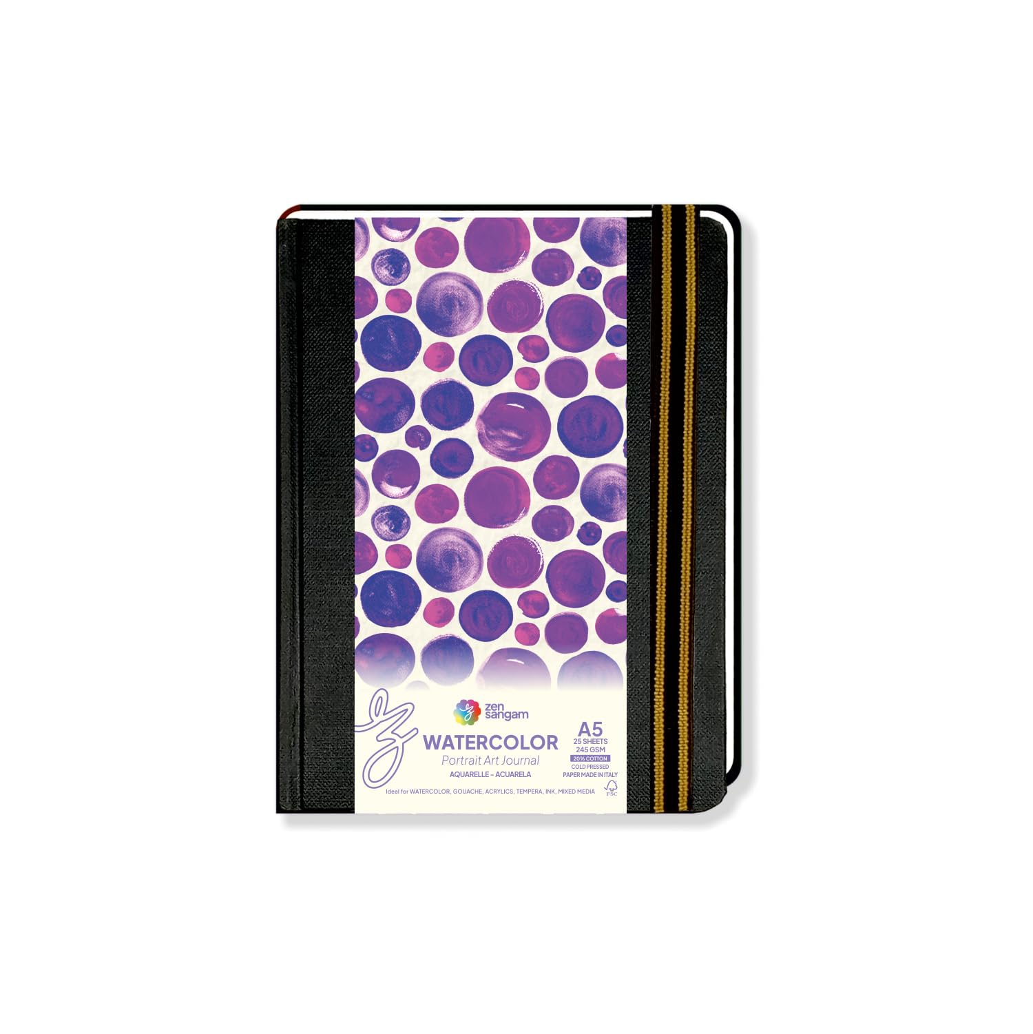 Zen Sangam Express your Mind A5 Watercolor Art Journal Portrait 245 GSM Cotton Cold Pressed Watercolour Book (21x14.8cm, Black) - 50 Pages-image-33