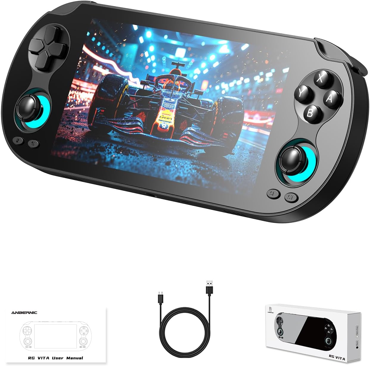 RG VITA Handheld Game Console, Android 12 Retro Gaming Console with 5.46 Inches IPS Touch Screen, 3GB+64GB, Classic Video Game Console Support Multi-Emulator and WiFi 5 Bluetooth 5.0 (Black)