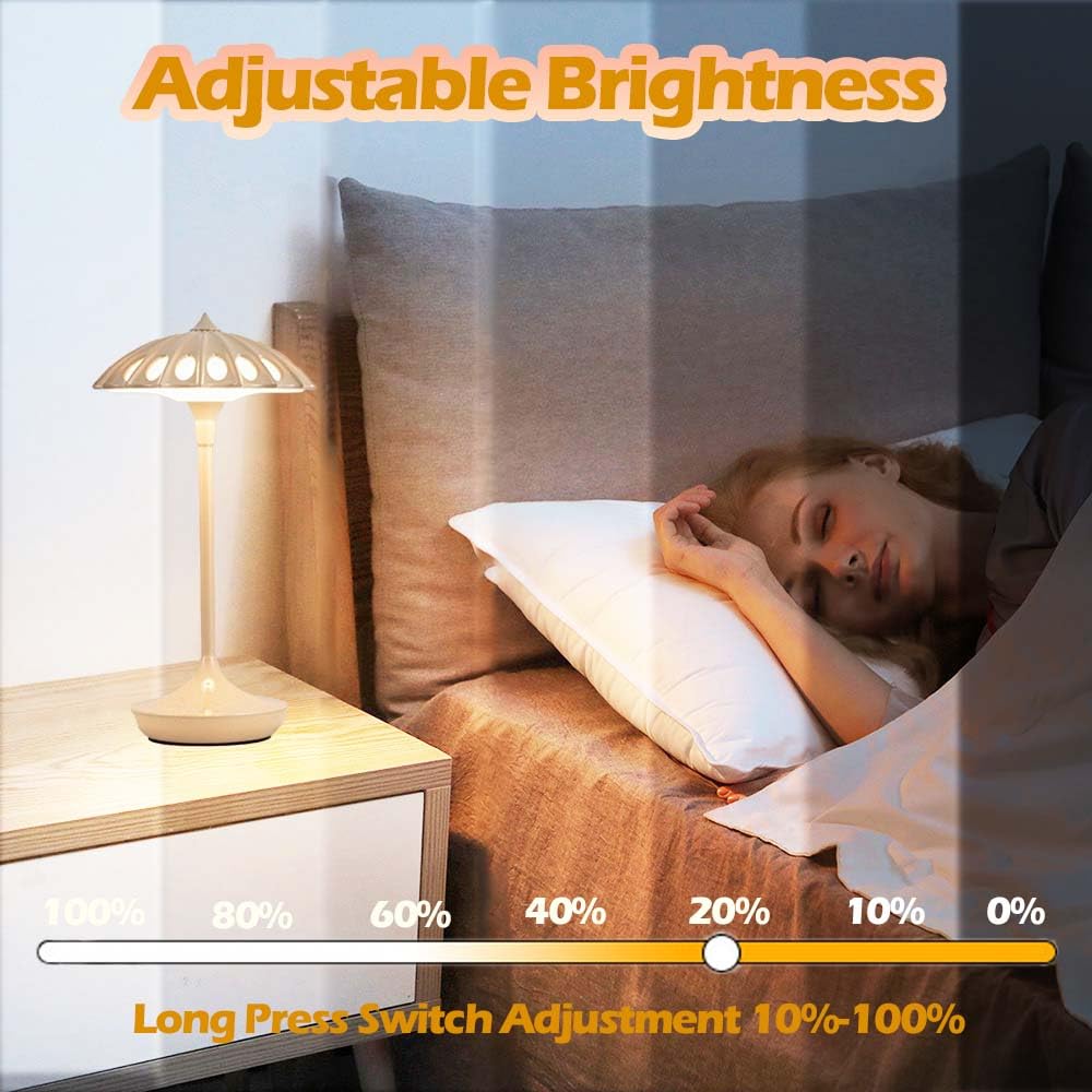 LED Tischlampe Kabellos mit Touch Dimmbare, Tragbare Tischleuchte Akku aus Aluminium, Aufladbar Nachttischlampe 3 Farbtemperatur Leselampe für Nachttisch, Schlafzimmer, Wohnzimmer