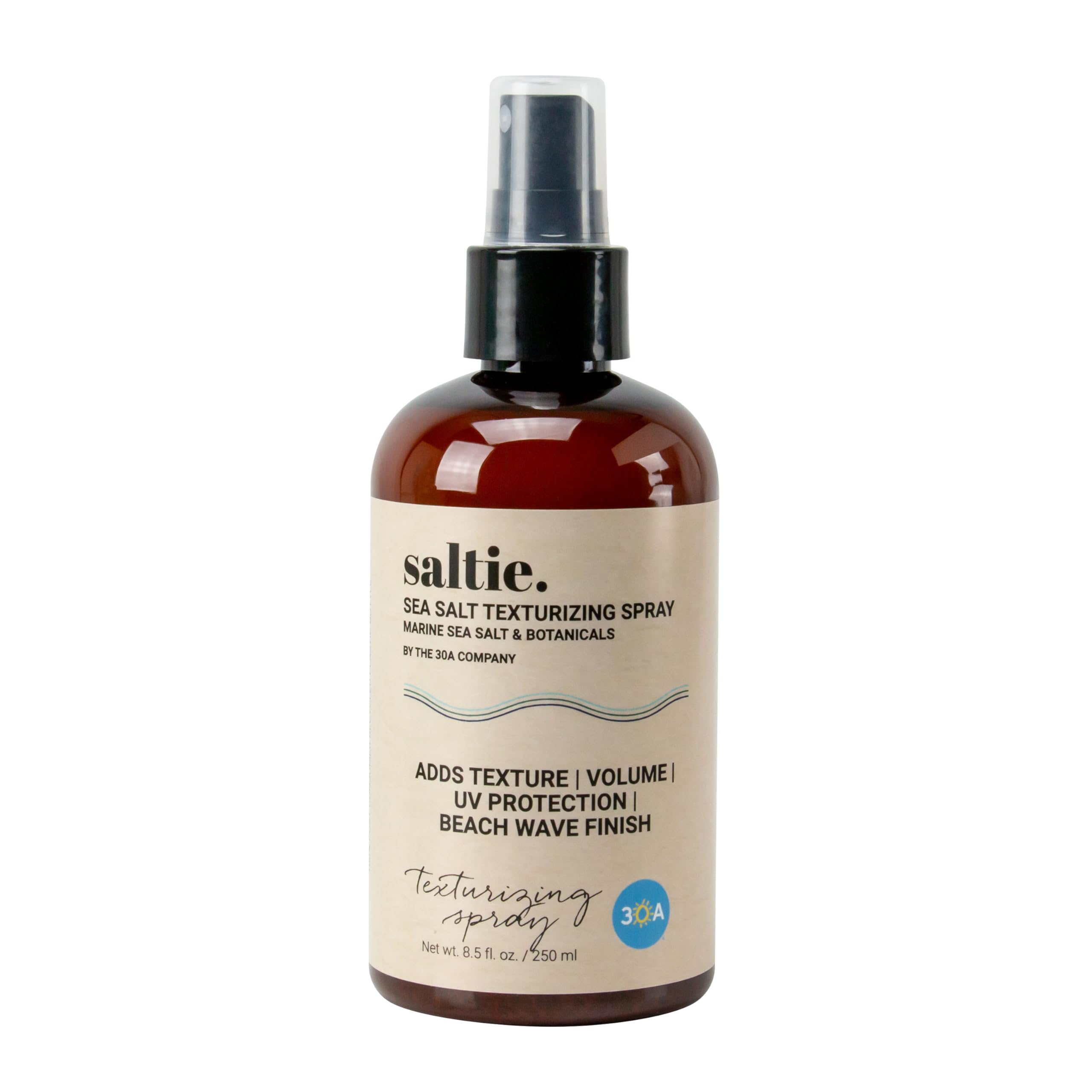 Saltie BY 30A Sea Salt Texturizing Spray Adds Volume, UV Protection, Beach Wave Finish | For All Hair Types (8.5 fl. oz./250ml)