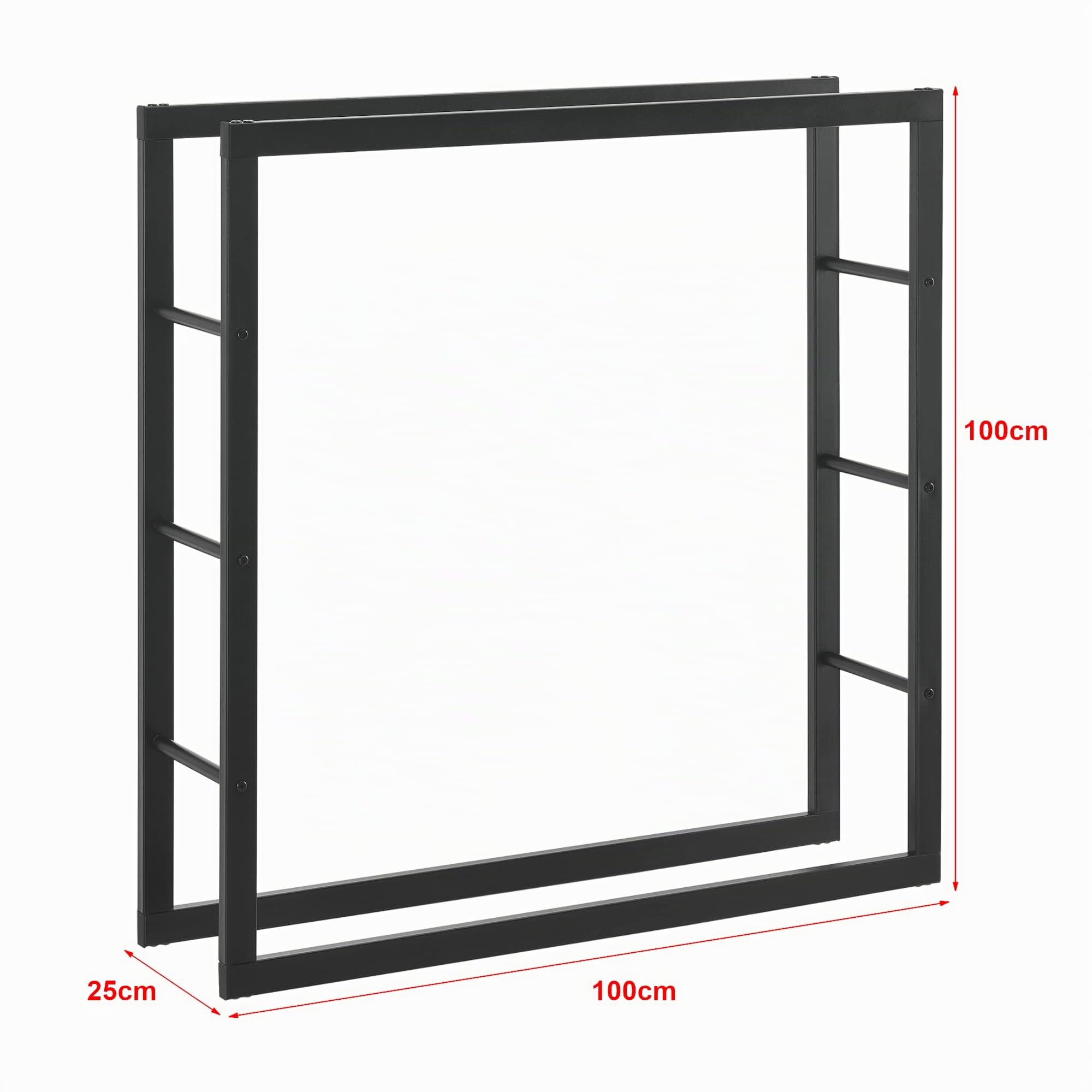 [en.casa] Kaminholzregal Täby Brennholzregal innen außen Metall 100 x 25 x 100 cm Holzunterstand Stapelhilfe für Feuerholz Holzlager Kaminholzständer Schwarz