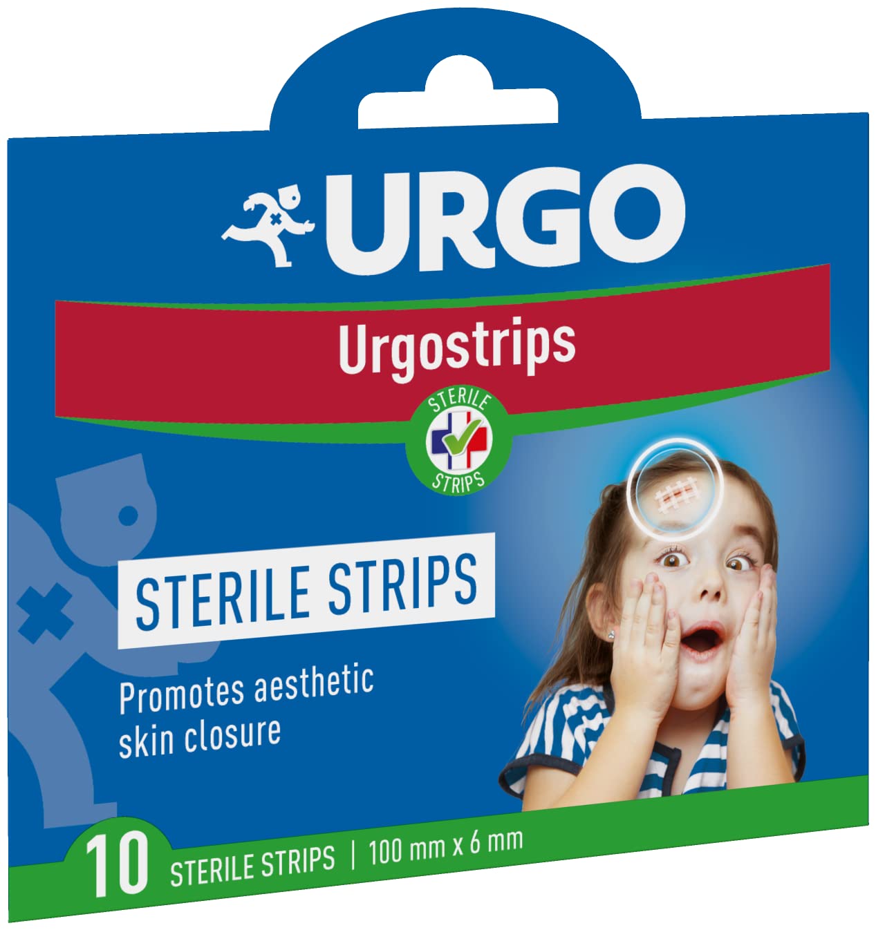 Urgo Strips wstępnie wycięte paski sterylizowane - podkład klejący z włókniny, 10 sztuk po 100 x 6 mm