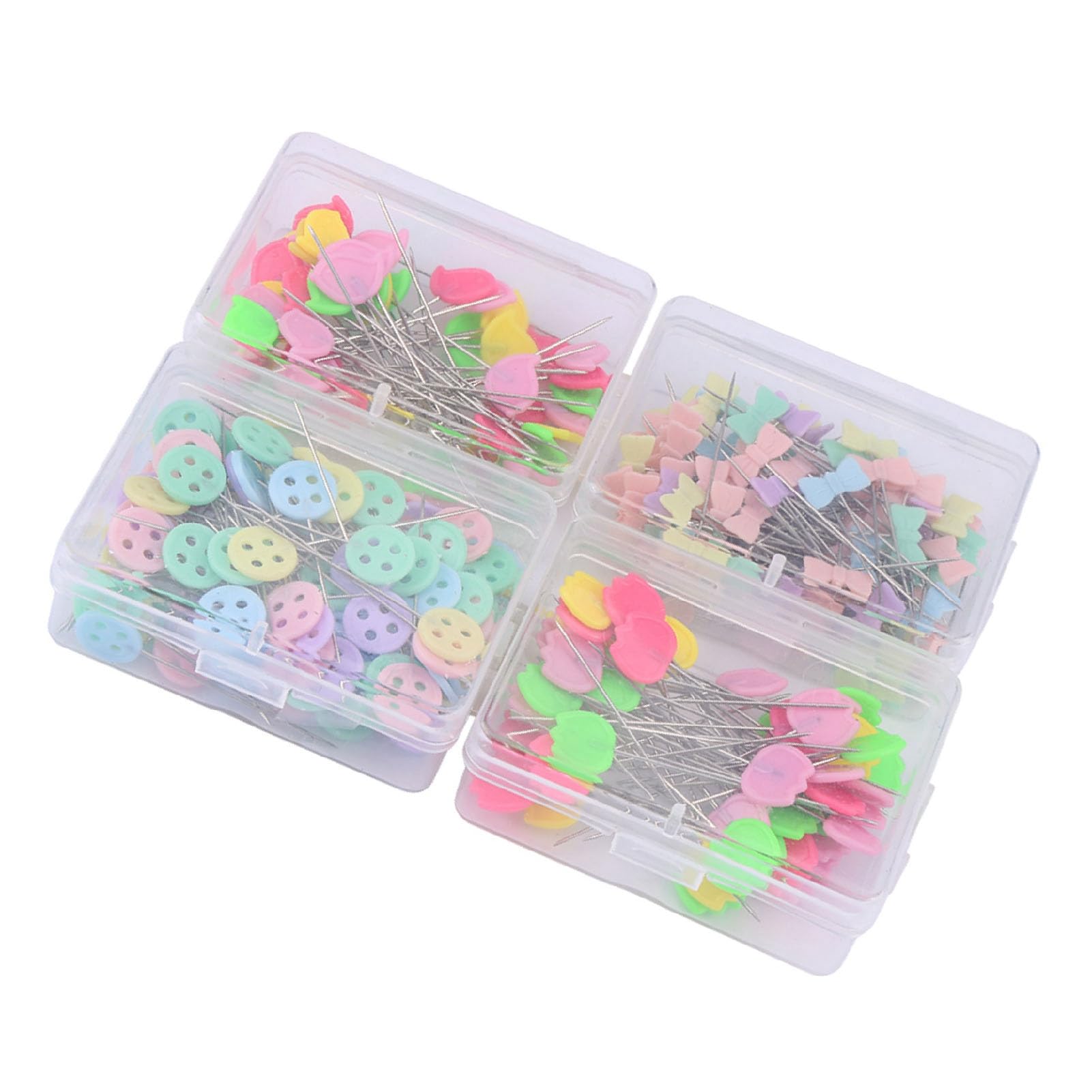 HighVolume Flower Button Head Pins for Quilting and Sewing with Plastic Storage Box | 300 Pcs Quilting Tool for Amateur and Professional Crafters in Vibrant Colors for Hand (A) (B)