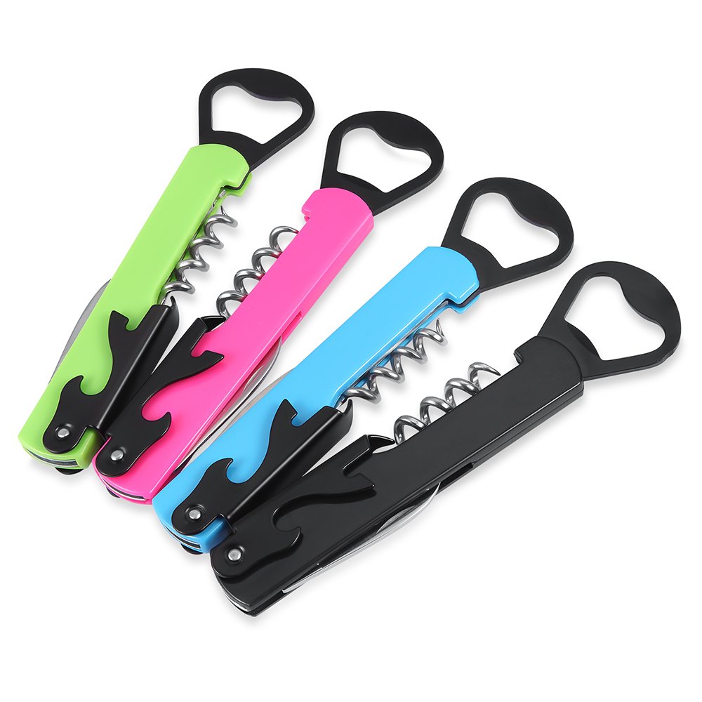 Dsmile 4 Pack Stainless Steel Wine Opener Multifunctional Sea Horse Knife Beer Opener Foil Knife And Reinforced Steel Screw, Wine Bottle & Beer Bottle Opener In One