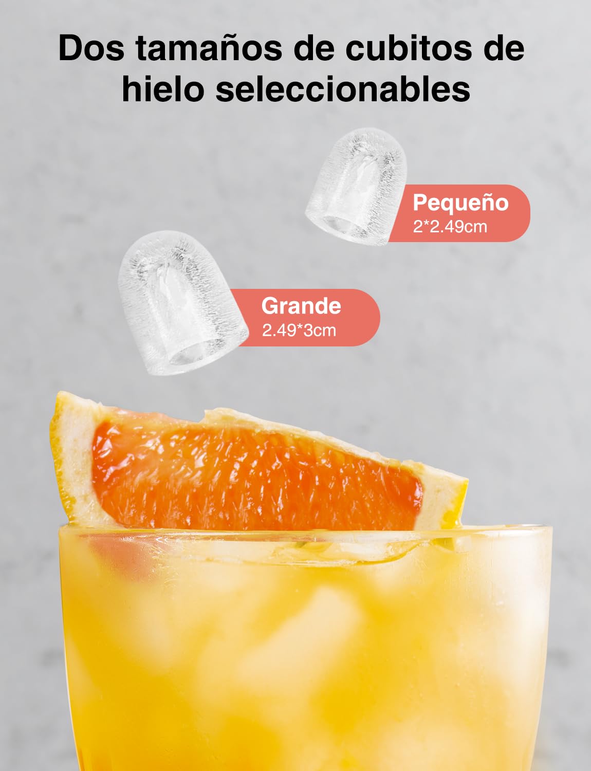 CROWNFUL - Máquina de hielo portátil con asa, pala y cesta, 9 cubitos de hielo en 6 minutos, 12 kg/24h, ideal para hogar, cocina, oficina, bar, fiesta (Negro)