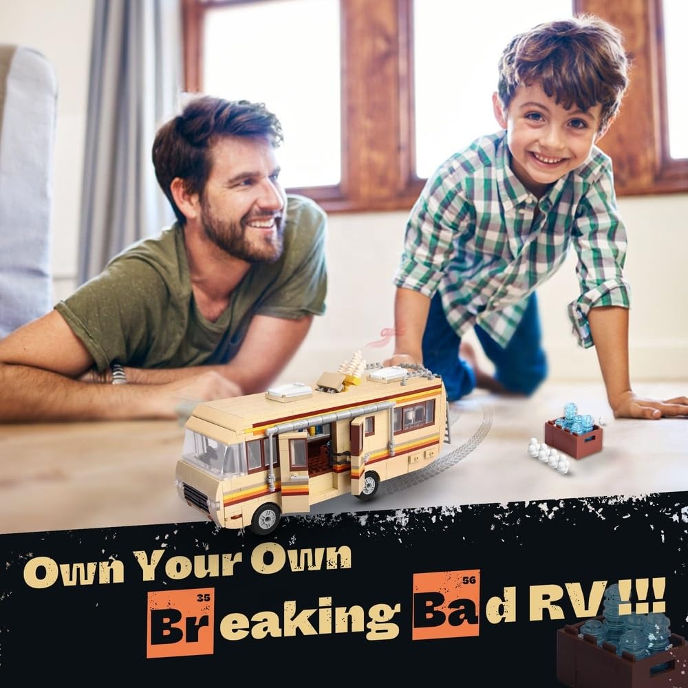 Juego de bloques de construcción clásicos Break Bad RV 986 piezas, modelo detallado de furgoneta con puertas de apertura e interior de laboratorio
