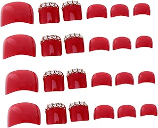 HONMEET 72 Peças Remendo De Unha Decoração De Verão Unhas De Gel Decoração De Arte De Unhas Dicas De Unhas Falsas DIY Unhas Falsas Dicas De Unhas Vermelhas Abs Adesivo De Unhas Vermelho