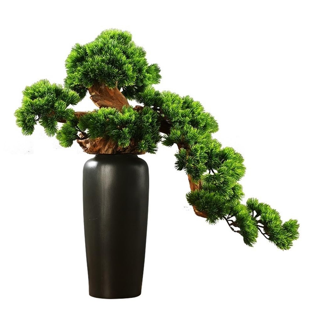GLJTUO Artificial Trees Artificial Bonsai Tree With Ceramic Vase Living Room Entrance Decoration Fake Pine Tree Simulated Pine,L