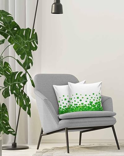 Miniatura 4 de Pack of 2 Cotton Throw Pillow Covers, St. Patrick's Day Ombre Green Shamrock Soft Square Pillow Covers Home Decoration Pillowcases for Living Room