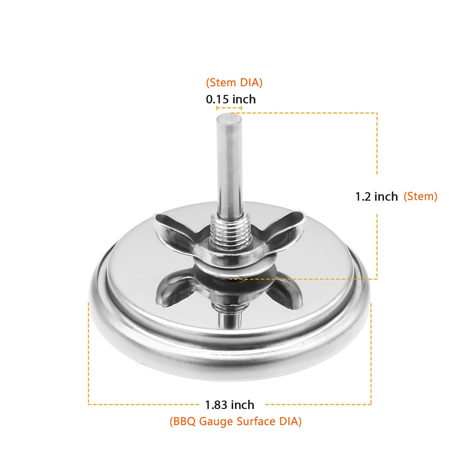 4,6 cm Grilltemperaturmessgerät für CharBroil Grillthermometer Ersatz G432-8L00-W1 Charbroil Advantage Tru-Infrared Performance Grill 463377319 463630021 463448021, Edelstahl Temperaturmesser