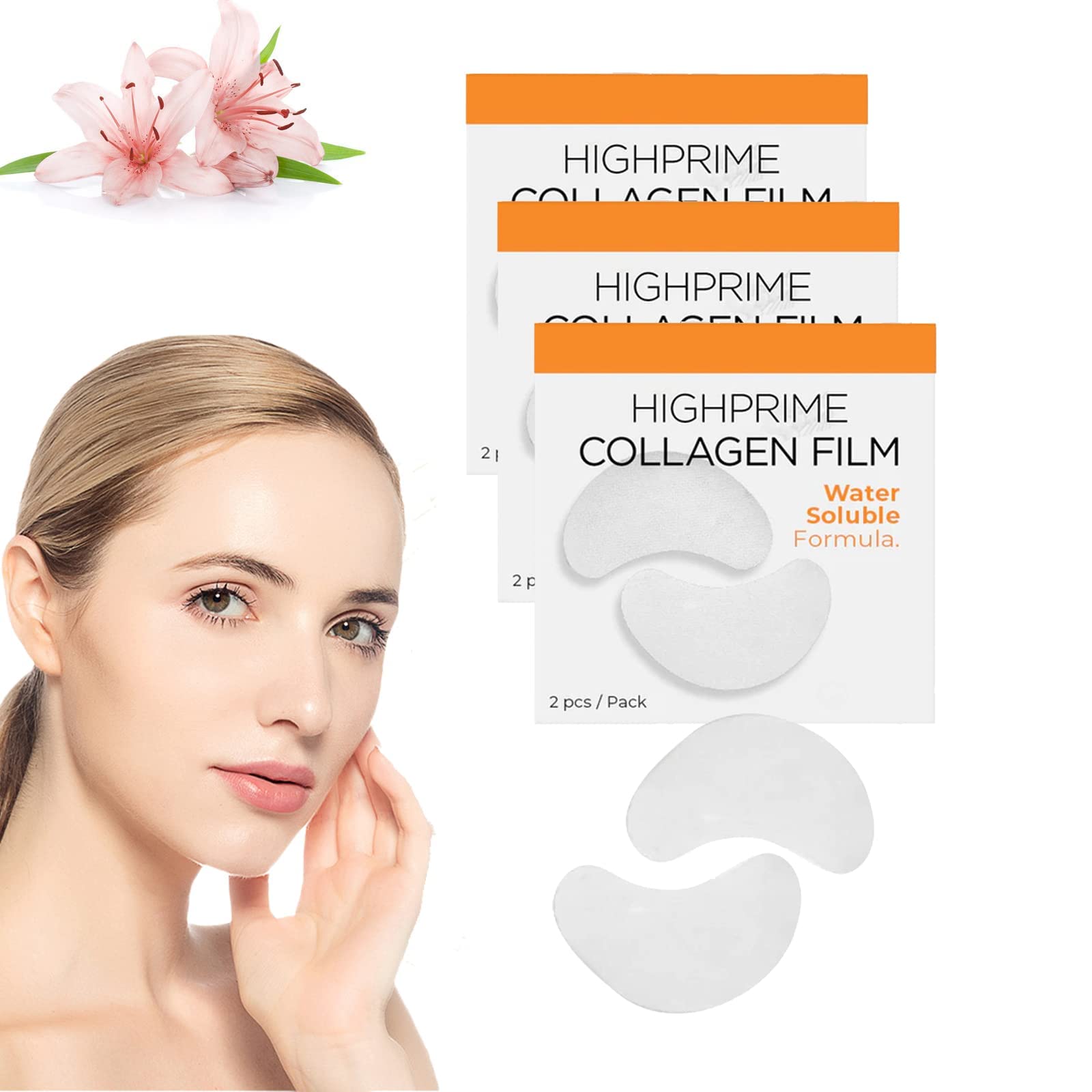 JANGOUKorea Highprime Collagen Soluble Film - Anti Aging Moisturizing Collagen Soluble Film, Eye Gel Masks Lighten Dark Circles and Bags Under The Eyes, Leaving You with A Bouncy, Radiant (6PCS)