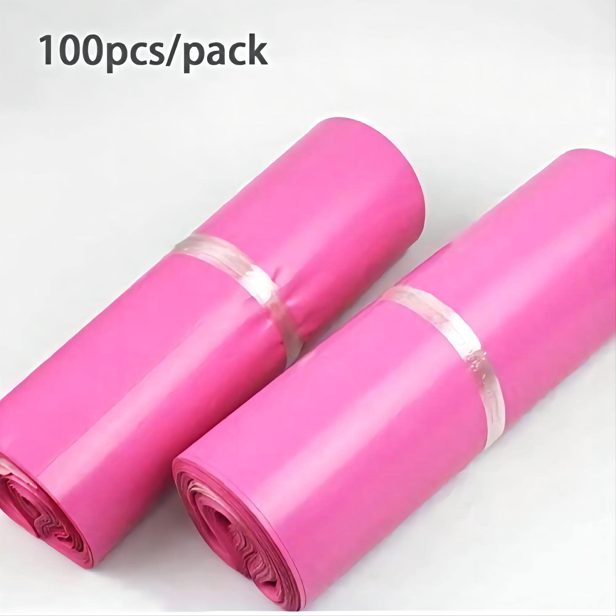 100 Unidades De Bolsas De Correo Postal Express, Paquete De Sellado De Material PE, Bolsas De Correo, Sobres De Correo, Impermeables Y Resistentes A La Humedad (Pink, 35X45cm / 14X18in)