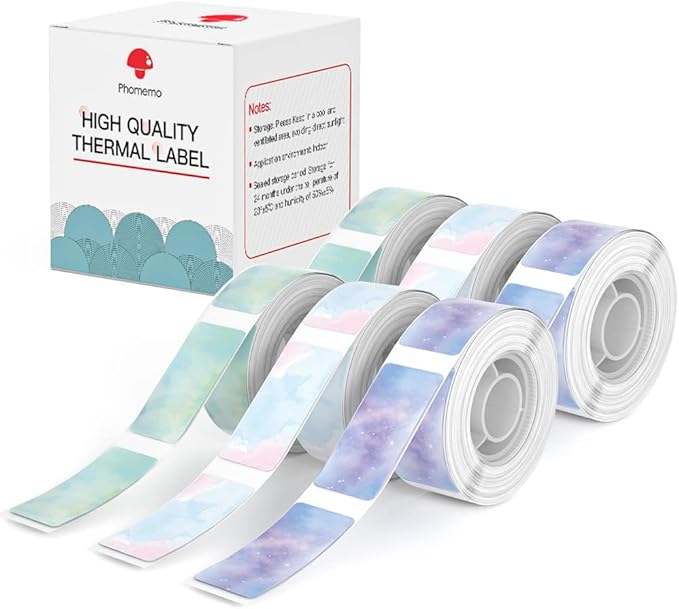 Phomemo D30 Label Maker Tape, Black on Colorful Star