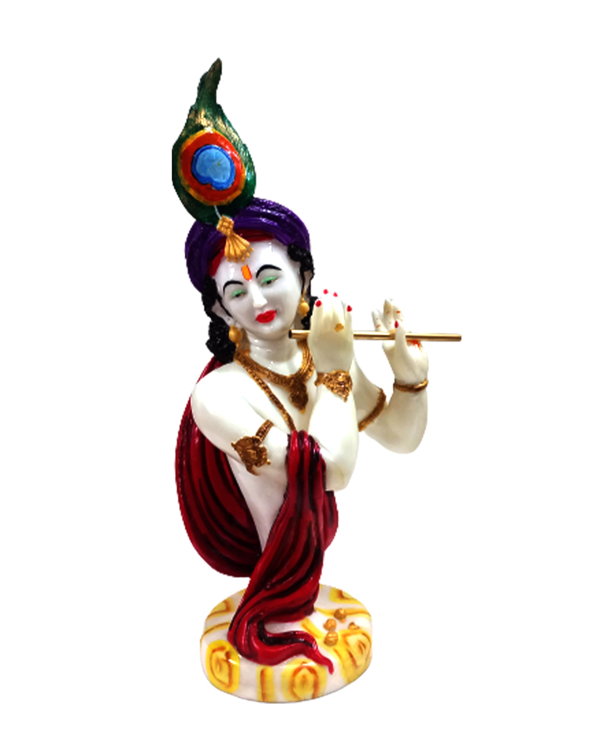 Achleshwar Cultured Marble Hand Crafted Lord Krishna Idol Statue Krishna Idols Gold Plated Flute Playing Krishan Decorative Showpiece Figurine for Home Decor Pooja Room & Gift (23 inch)
