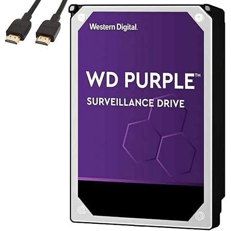 Western Digital - WD 8TB Purple Surveillance Internal Hard Drive - 7200 RPM Class, SATA 6 Gb/s, 256MB Cache, 3.5", Crypto Chia Mining - WD82PURZ - BROAGE HDMI Cable, Solid State Drive