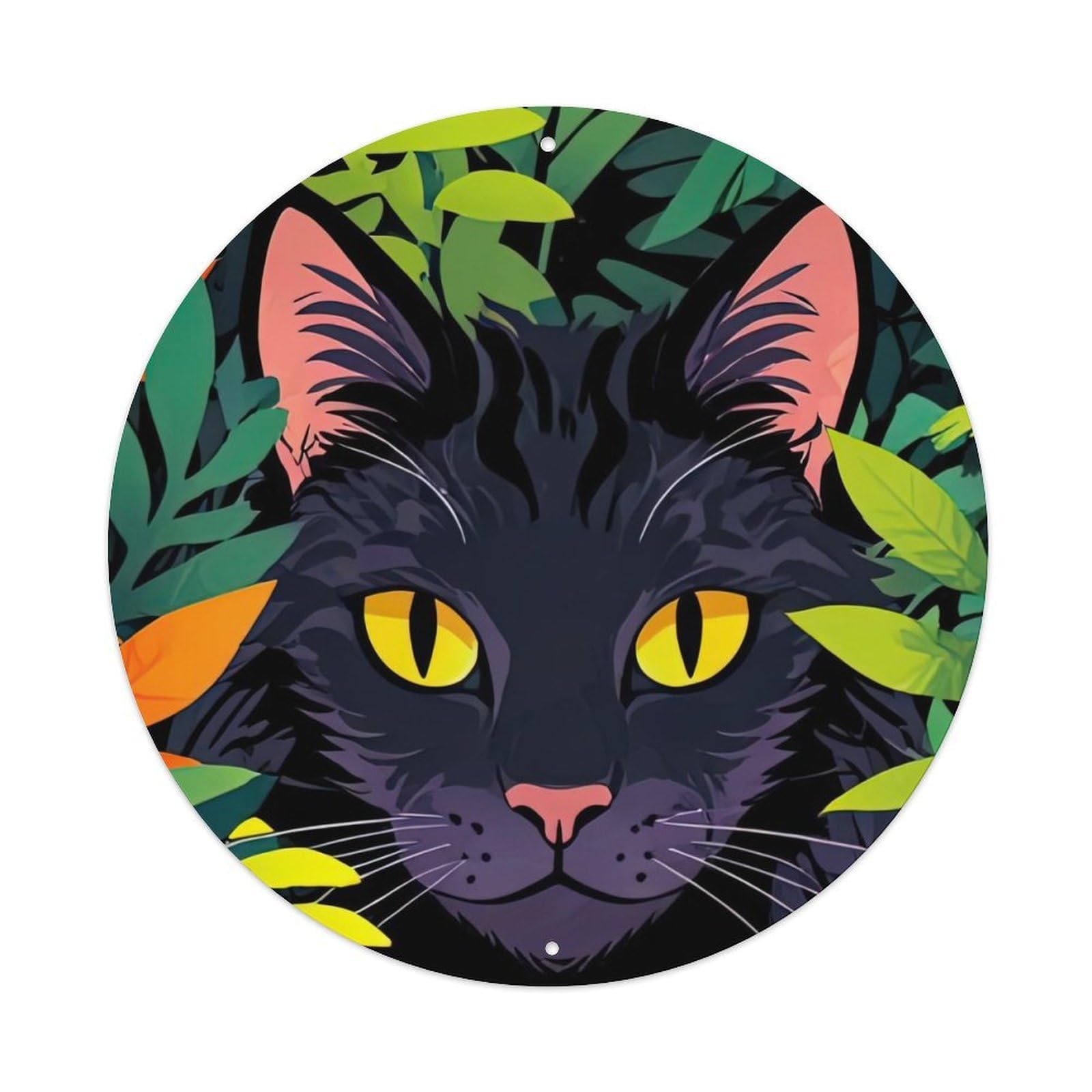 Cwbufd Vintage Style Animal Black Cat Tropical Jungle Mysterious Nature Vintage Metal Tin Sign Plaque Wall Decor For Cafe, Club Bar, Office, Garden Metal Poster 8X8inch
