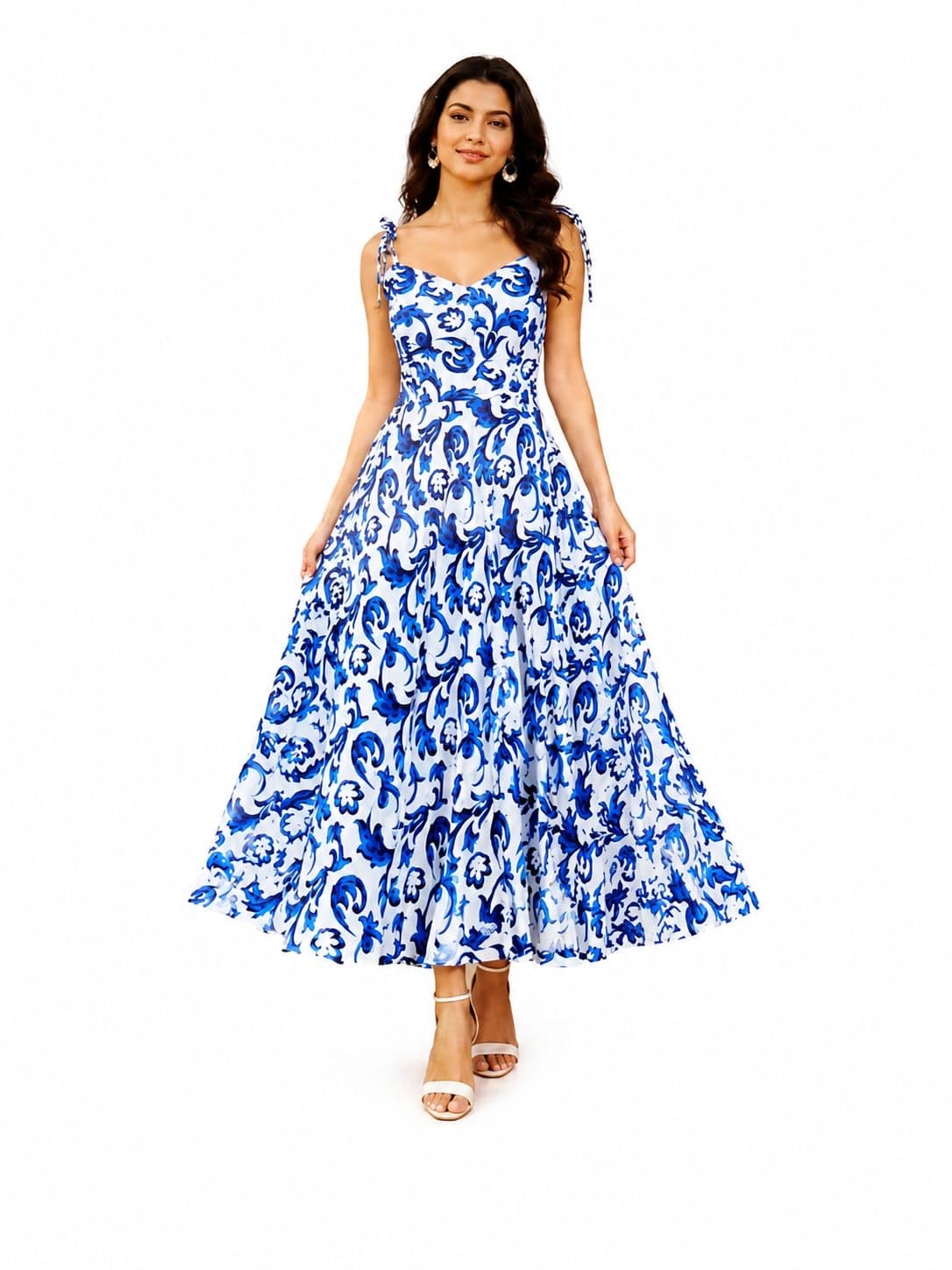 Blue Printed Dress-image-34