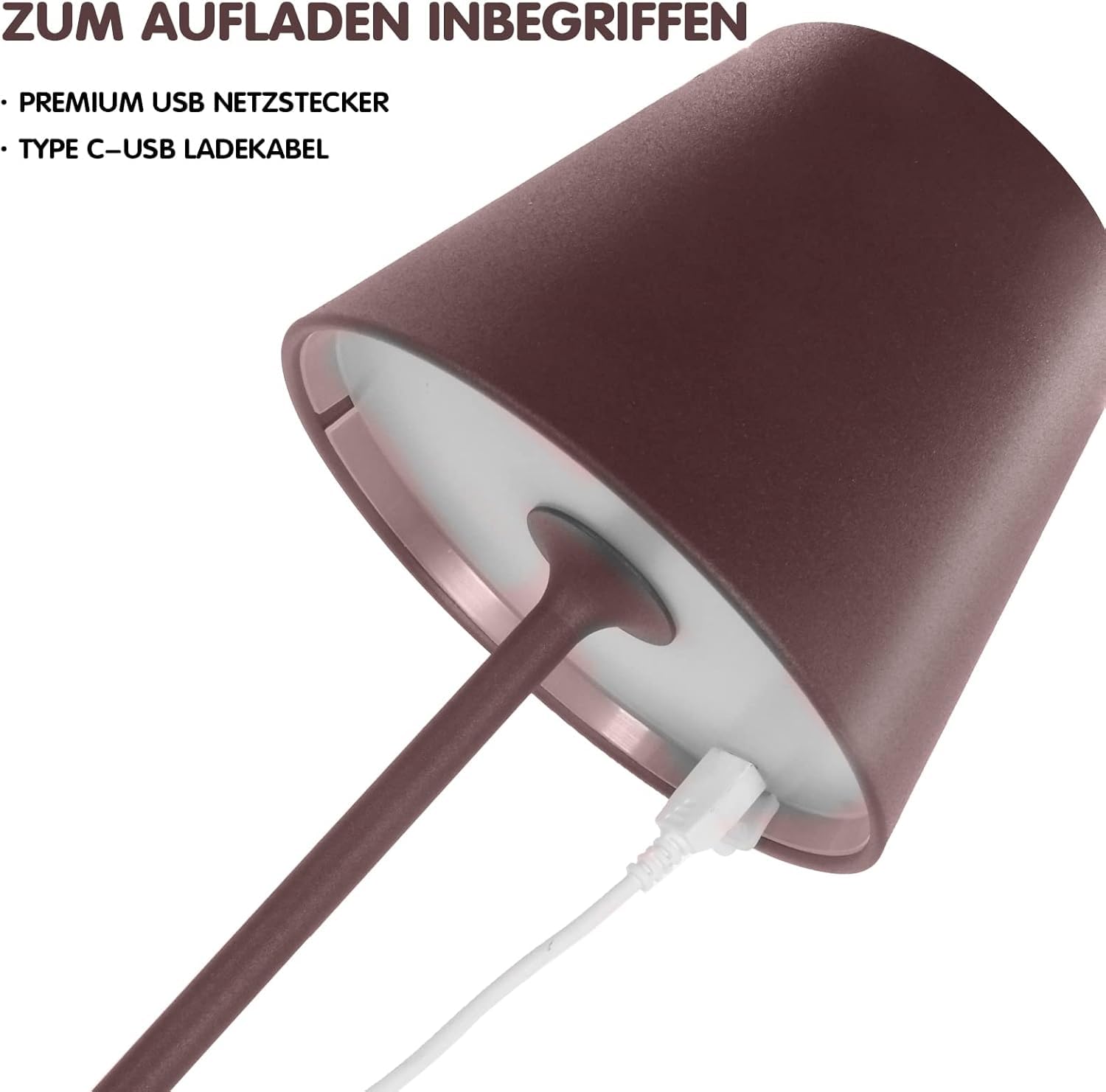 SMART-J Lampada Ricaricabile LED da Tavolo Easy Circle – 3 Temperature di Luce, 6 Ore di Autonomia, Design Moderno, Interruttore Touch, USB Ricaricabile (Caffè)