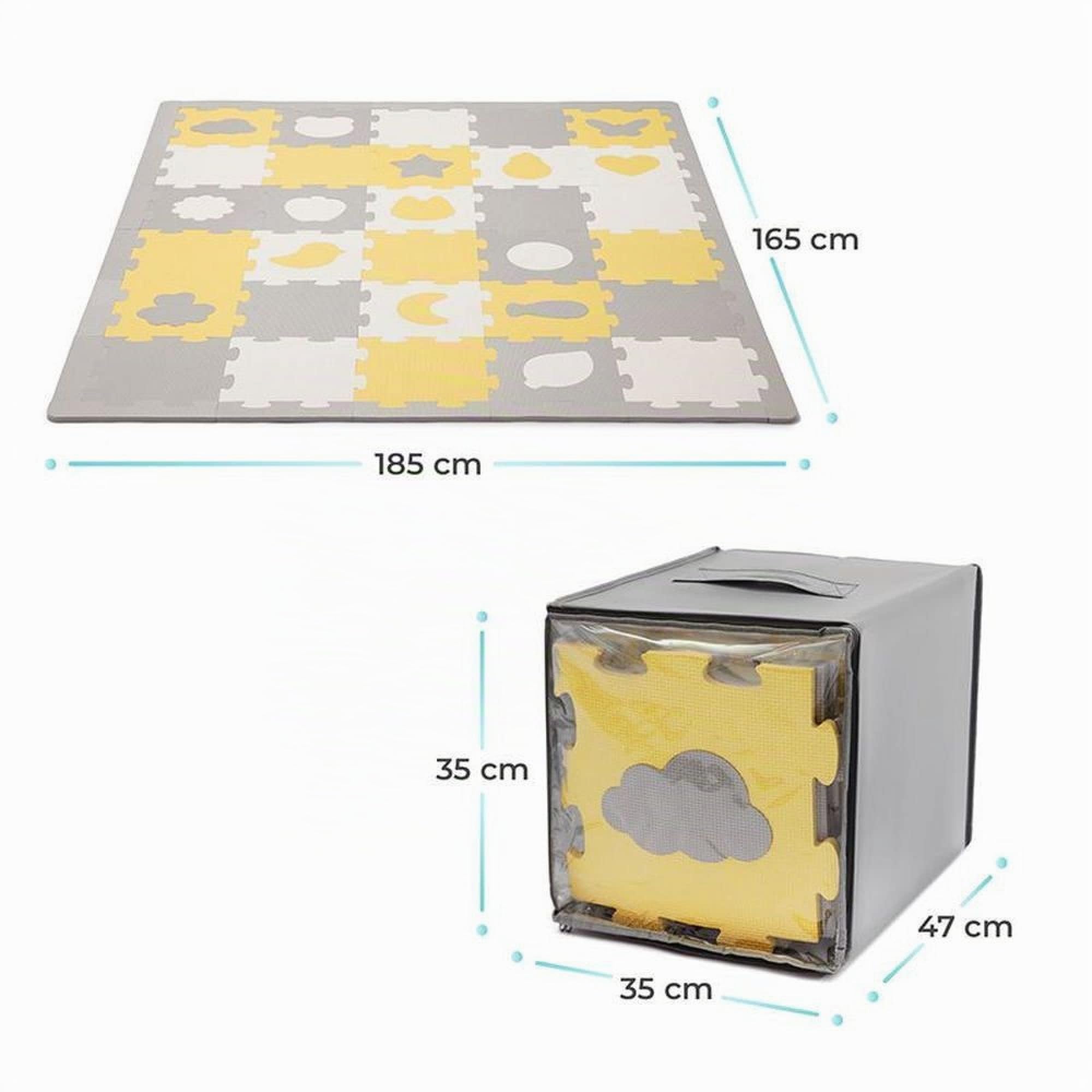 Kinderkraft Manta Juegos Bebé, Alfombra Puzzle de Espuma, para Niños, LUNO Shapes, Amarillo 1