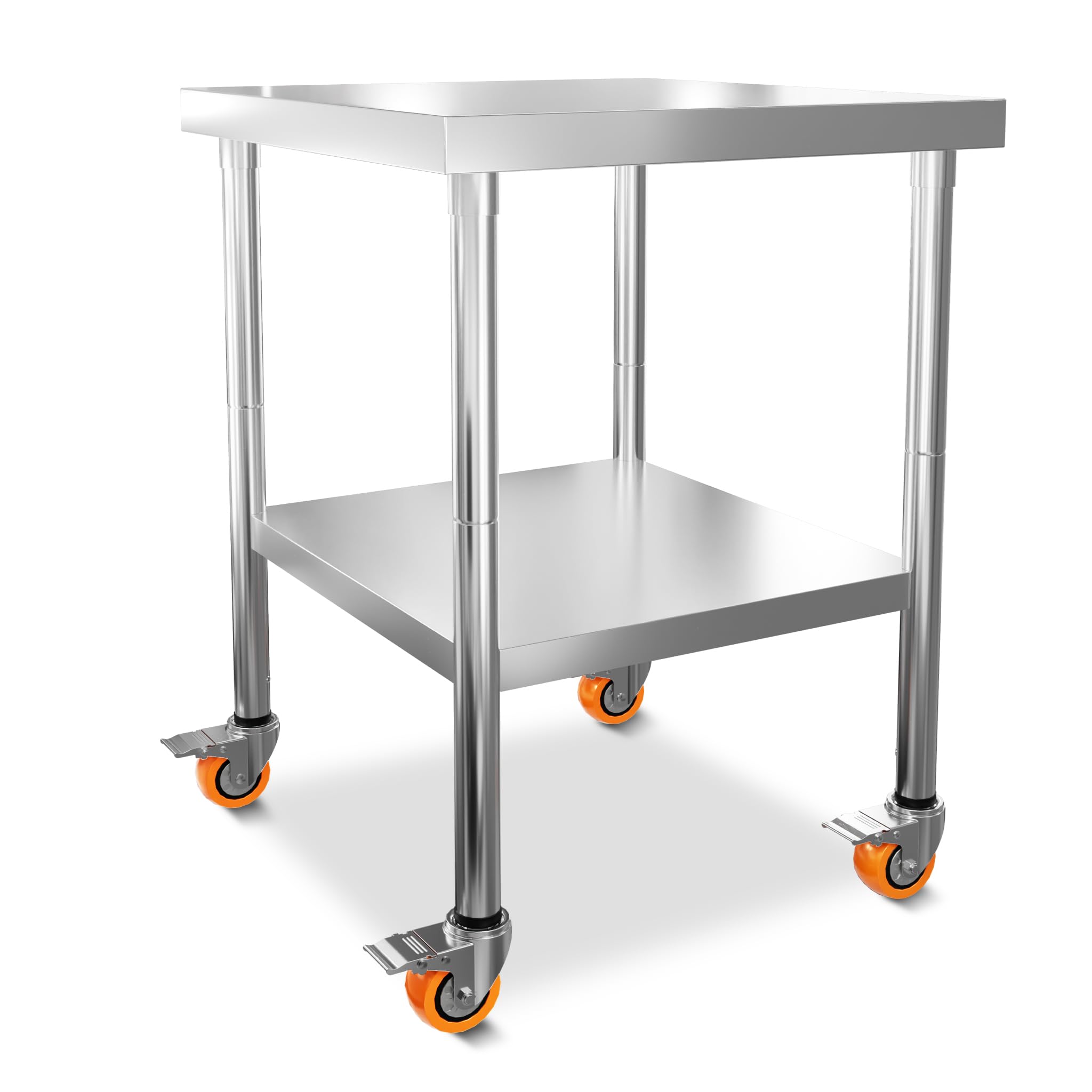 Froadp Arbeitstisch Edelstahl Küche 85x61x46cm Multifunktionale Edelstahltisch mit Rollen und Ablagefläche Küchentisch für Lebensmittelzubereitung Zubereitungstisch Gastronomietisch Grilltisch - S
