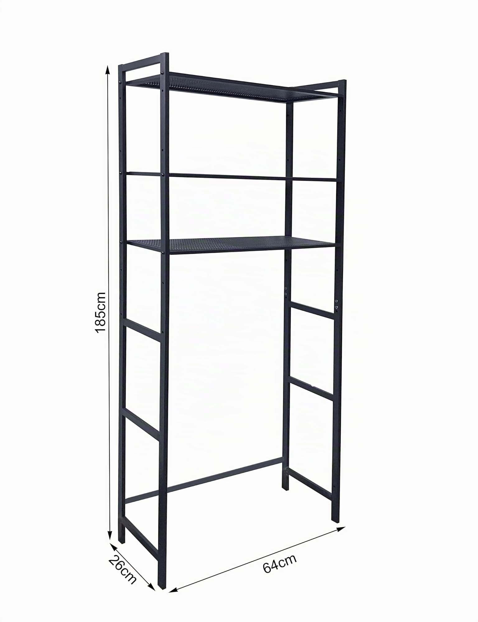QUICK STAR Waschmaschinenregal 64x26x185cm Schwarz Standregal Badezimmer Aufbewahrungsorganisator