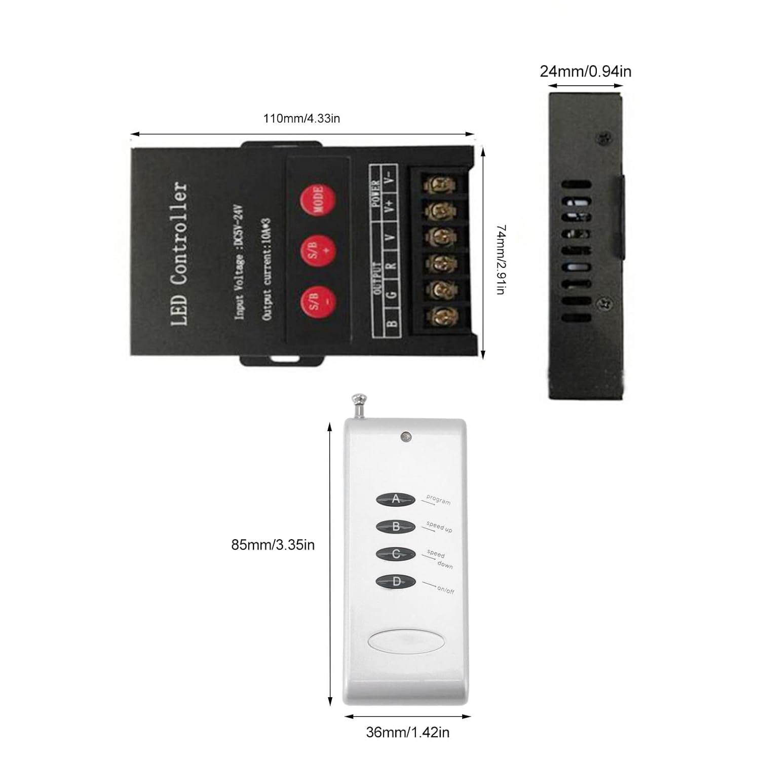 Smart LED Controller, 15 Modes High Power Wireless RGB LED Strip Light Controller with Memory Storage Function for KTV Hotel Home, (Battery Not Included)