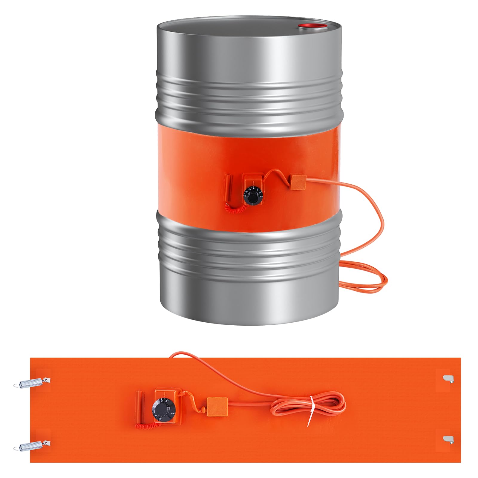 YJINGRUI Calentador de barril de metal, 2000 W, 200 L/55 gal, calentador de barril de metal con termostato de 30 – 150 °C, bandas calefactoras para calentar barriles de aceite, tanques y tubos (174 cm